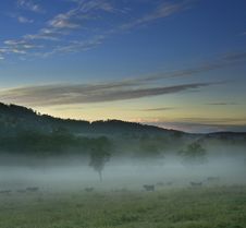 Rural Landscape With Foggy Scene Stock Photos