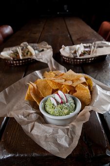 Tortilla Chips With Fresh Guacamole Stock Photos Tortilla Chips With Fresh Guacamole Stock Photos