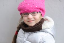 Adorable Small Girl In Bright Pink Hat Royalty Free Stock Photos Adorable Small Girl In Bright Pink Hat Royalty Free Stock Photos