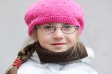 Adorable Small Girl In Bright Pink Hat Royalty Free Stock Images Adorable Small Girl In Bright Pink Hat Royalty Free Stock Images