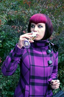 Portrait Of а Girl With A Glass Of Champagne Stock Images Portrait Of а Girl With A Glass Of Champagne Stock Images