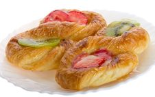 Puff Pastry With Kiwi And Strawberry Royalty Free Stock Photo Puff Pastry With Kiwi And Strawberry Royalty Free Stock Photo