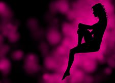 Woman S Silhouette Of Woman On A Black-pink B Royalty Free Stock Photo