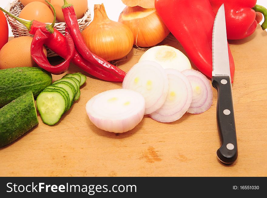 Fresh vegetables on cutting board