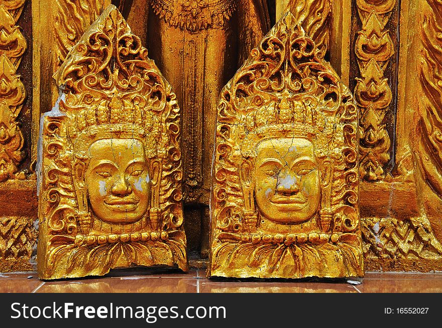 Face of Golden Statue at the temple, Thailand