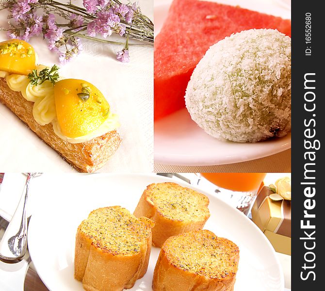 Beautiful and colorful gourmet desserts collage. Beautiful and colorful gourmet desserts collage