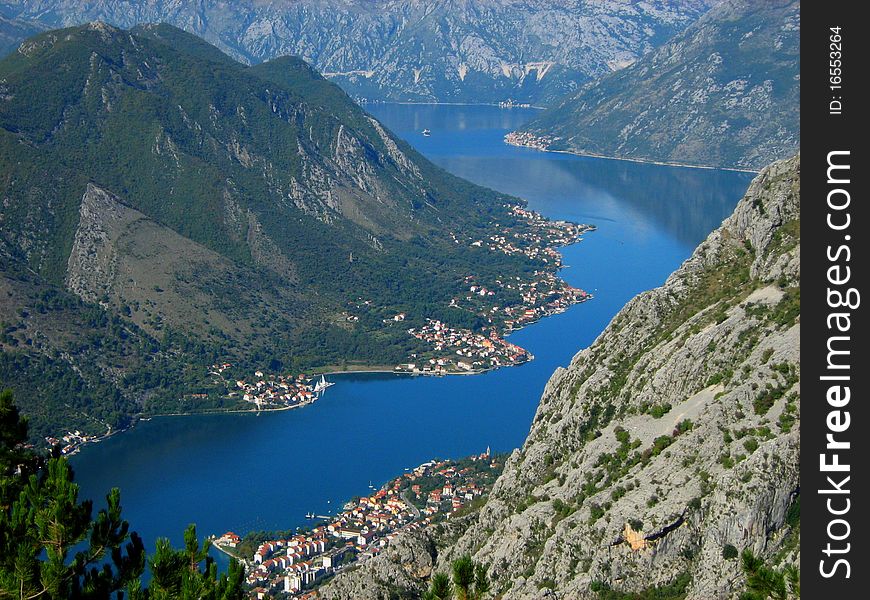 Montenegro Bay of Kotor view wild beauty sea. Montenegro Bay of Kotor view wild beauty sea