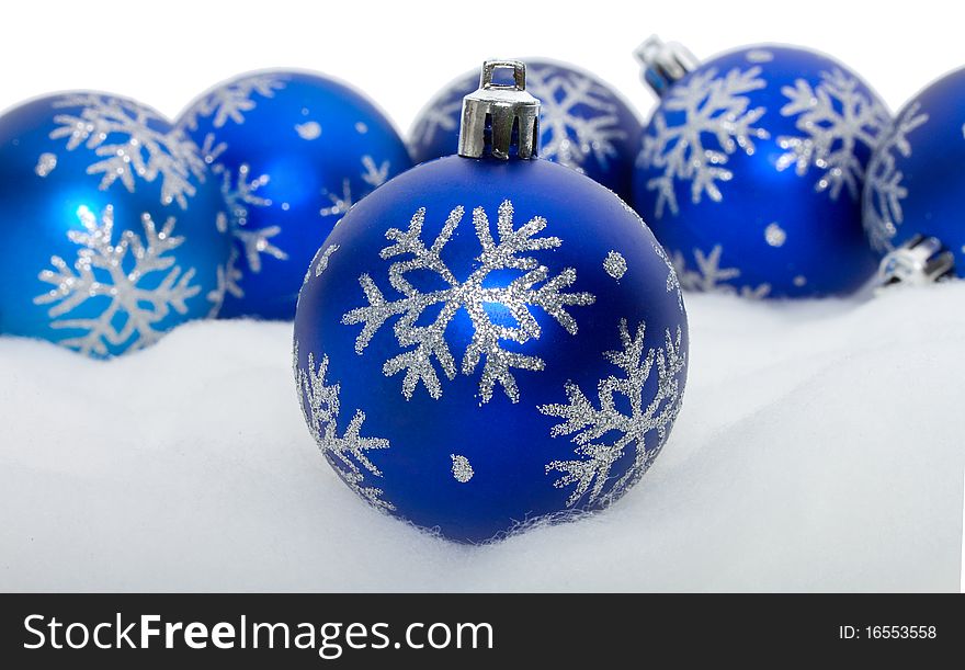 Blue Balls With Snowflakes