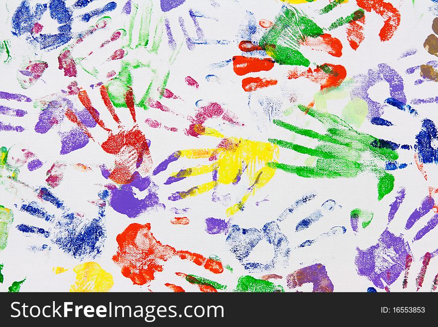 Varicoloured imprint of the hands