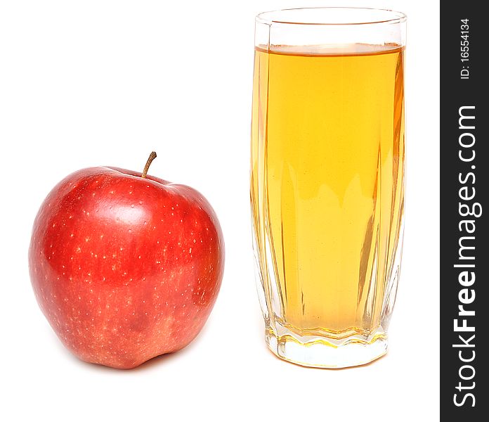 Apple juice in glass and fresh apples on white background. Apple juice in glass and fresh apples on white background