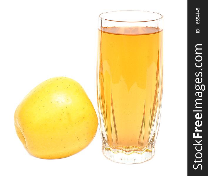 Apple juice in glass and fresh apples on white background. Apple juice in glass and fresh apples on white background