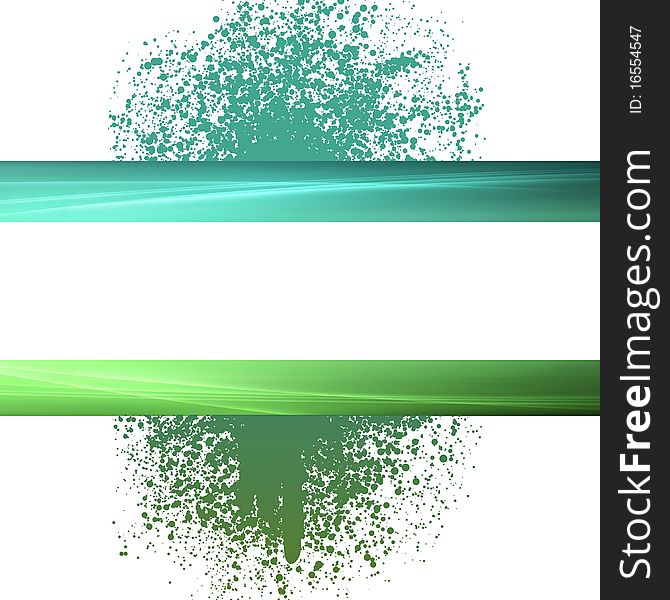 A green graduated copyspace background with assorted big splatters. A green graduated copyspace background with assorted big splatters