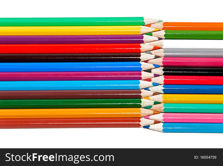Colored pencils isolated on white background. Colored pencils isolated on white background