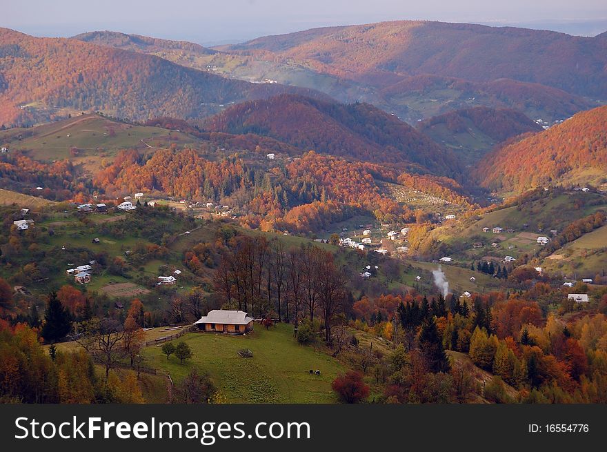 Autumn. Mountain village in the Ukrainian Carpathians. Autumn. Mountain village in the Ukrainian Carpathians