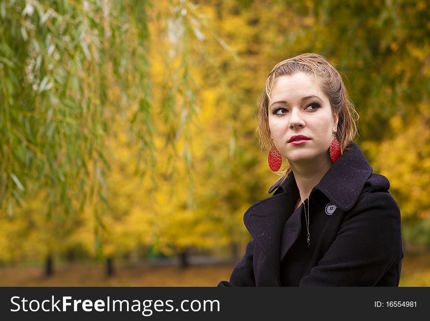 Golden Russian autumn with a beautiful girl. Golden Russian autumn with a beautiful girl