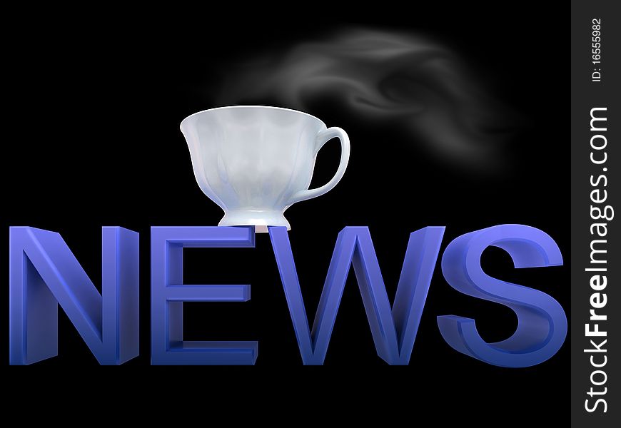 Symbol of morning news a cup of hot coffee