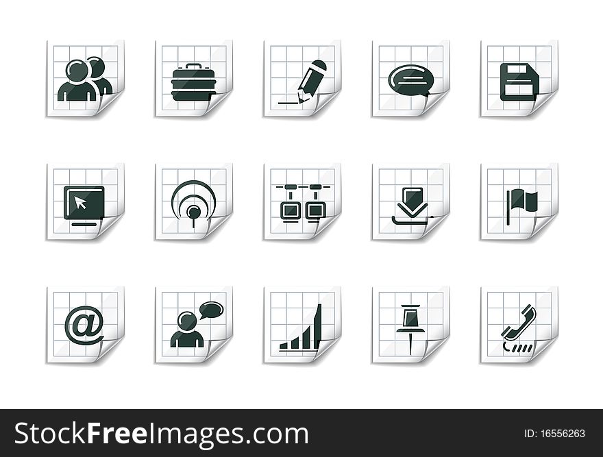 Illustration set of 15 sticky icons. Finance. Illustration set of 15 sticky icons. Finance