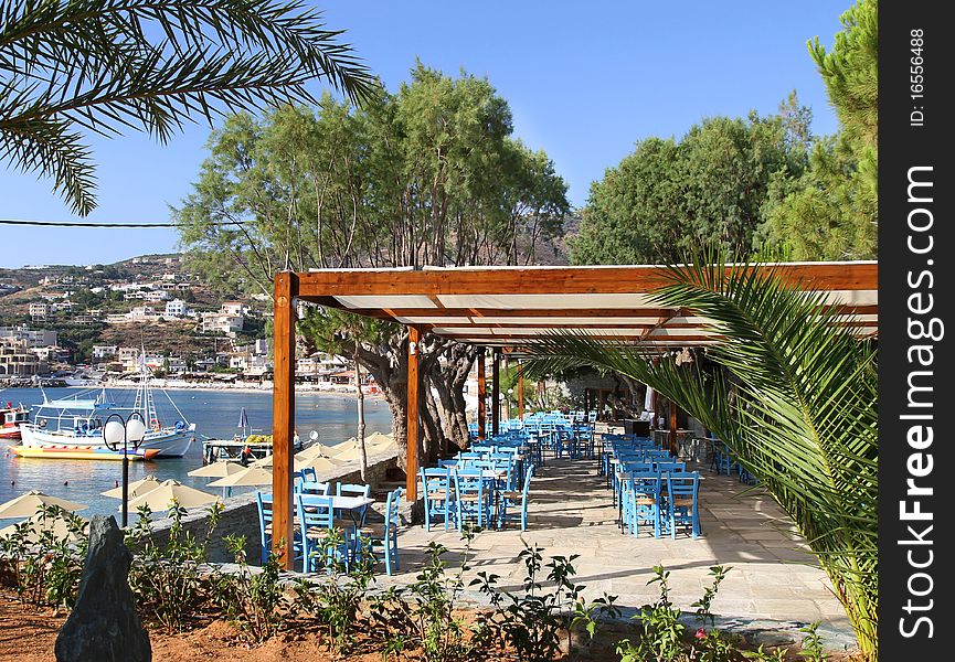 Table at a restaurant overlooking ocean views. Table at a restaurant overlooking ocean views