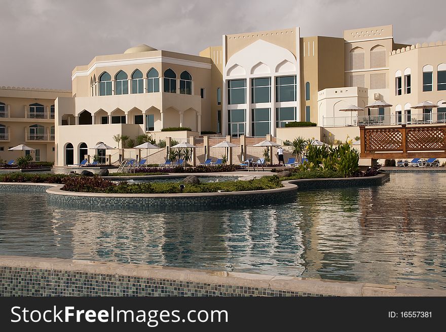 Hotel pools in the luxury arabic hotel