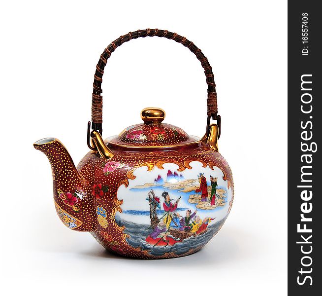 Picture of Chinese teapot of decoration with white bottom
