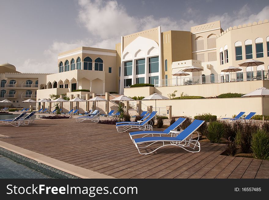 Hotel pool in the luxury arabic hotel