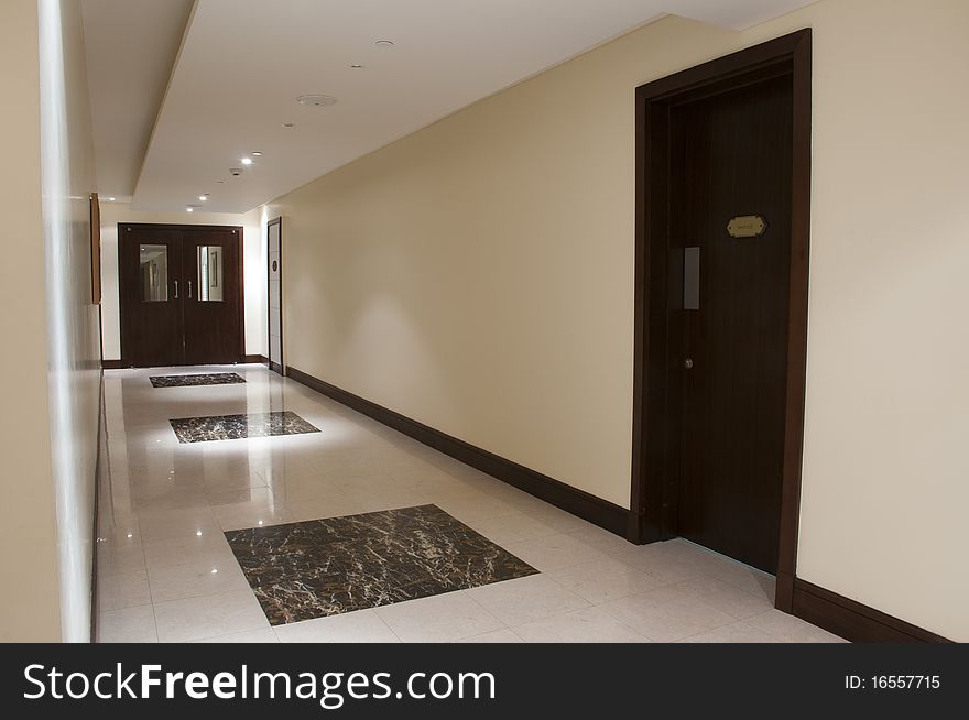 Corridor and doors  in the luxury arabic hotel