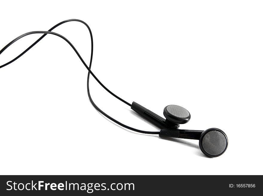 Black earphones isolated on white