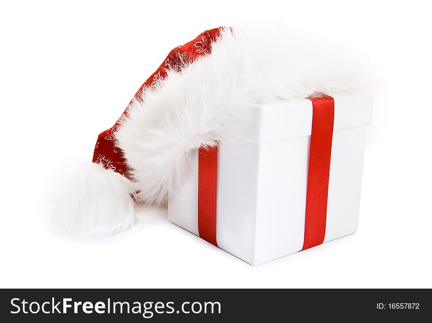 Santa hat on gift box