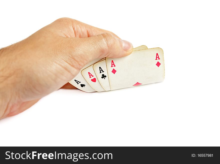 Look at playing cards on white background. Look at playing cards on white background