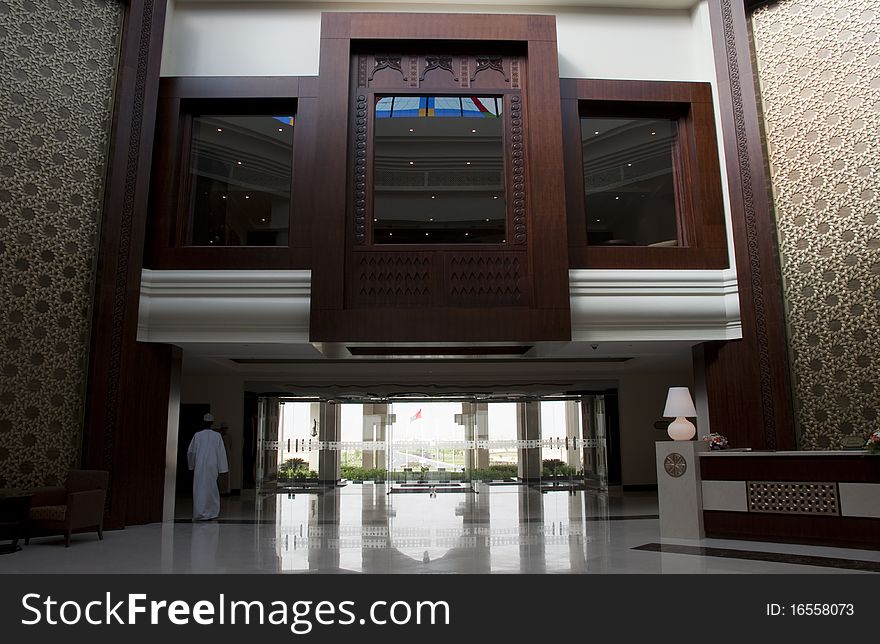 Hotel entrance in the luxury arabic hotel