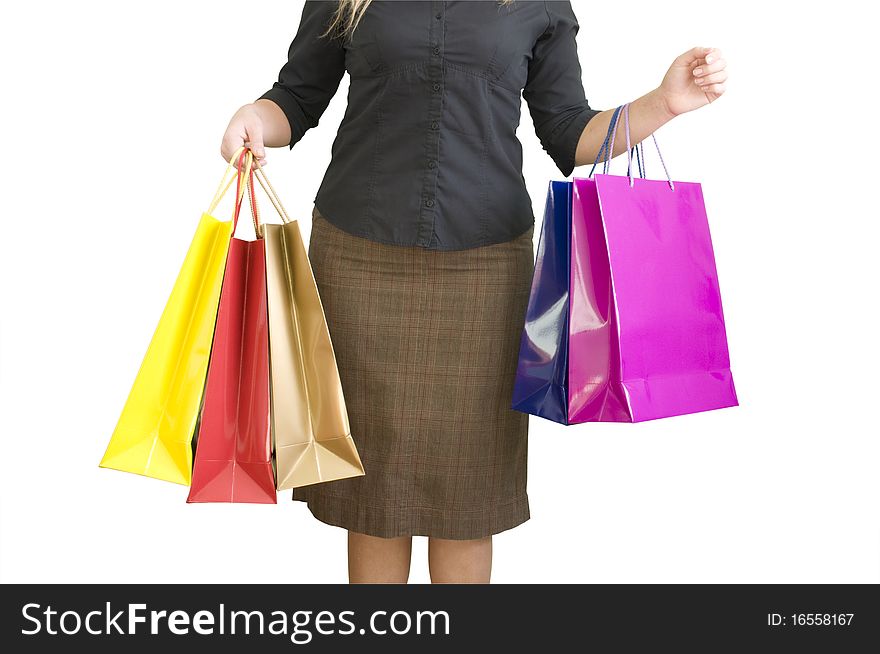 Girl Keep Shopping Bags In Hands