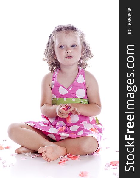 Photo Of Adorable Young Girl On White Background