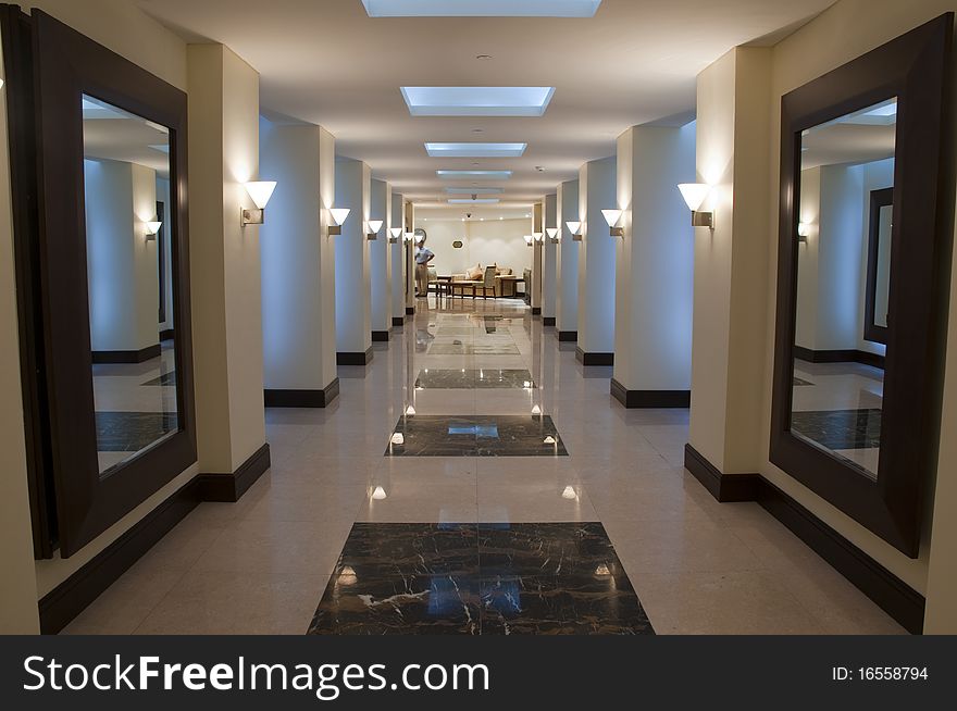 Hallway and corridor in the luxury arabic hotel