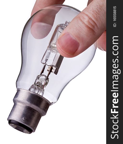 Hand holding light bulb