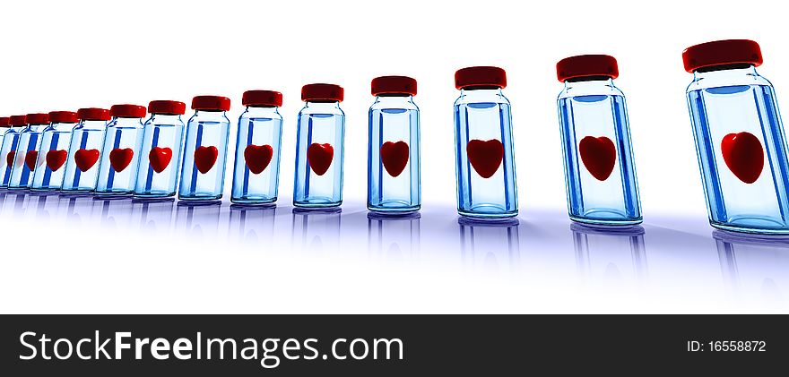 Medical Bottles With Red Hearts