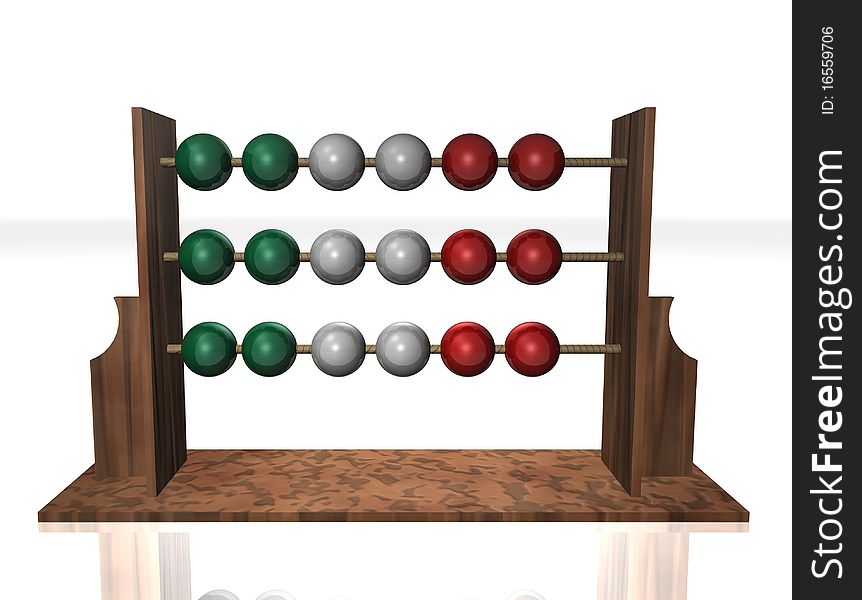 Italian abacus in 3d rendering