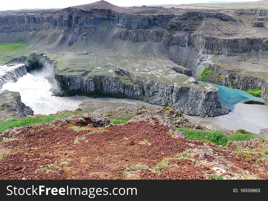Clash Of Rivers Near Dettifoss In Iceland