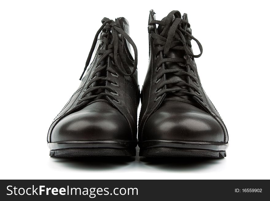 Black shoes isolated on white, easy and convenient