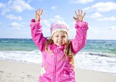 Cute Young Girl Having Fun On The Beach Royalty Free Stock Photo Cute Young Girl Having Fun On The Beach Royalty Free Stock Photo