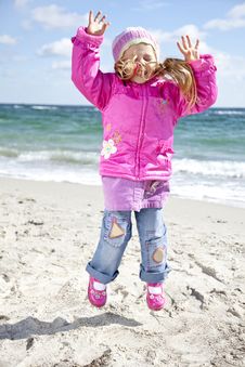 Cute Young Girl Having Fun On The Beach Royalty Free Stock Photo Cute Young Girl Having Fun On The Beach Royalty Free Stock Photo