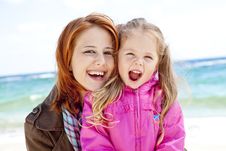 Two Sisters 4 And 21 Years Old At The Beach Stock Image Two Sisters 4 And 21 Years Old At The Beach Stock Image