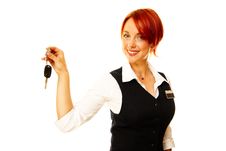 Caucasian Woman As Hotel Worker Offering Key Stock Images Caucasian Woman As Hotel Worker Offering Key Stock Images