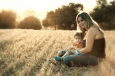Mother And Son At A Crop Field Royalty Free Stock Photography Mother And Son At A Crop Field Royalty Free Stock Photography