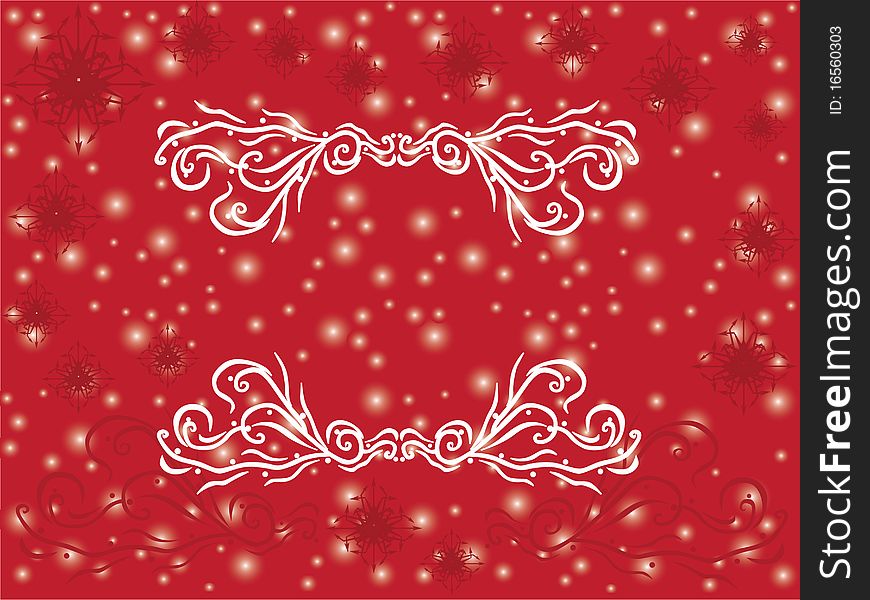 Christmas and new year background with snowflakes, ornament and space for text