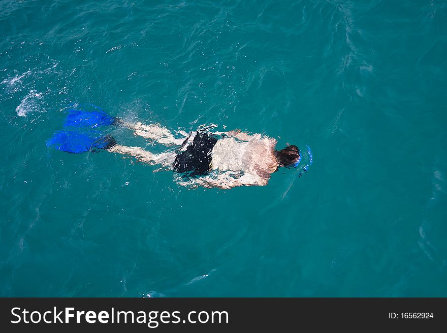 A man snorkeling