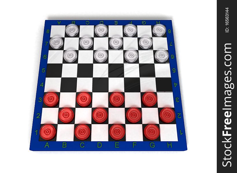 Glass white and red checkers on board