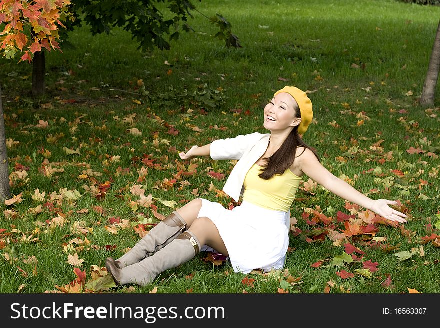 Girl resting in autumn park. Girl resting in autumn park