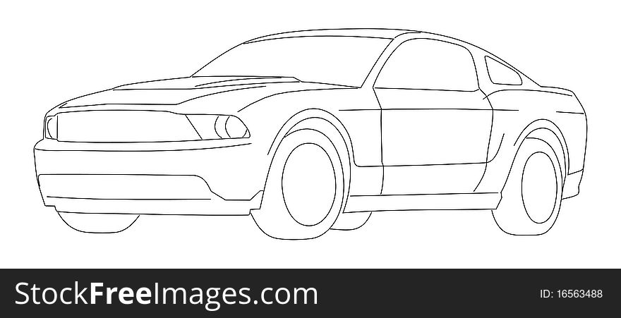 Ford Mustang - - black and white. Ford Mustang - - black and white