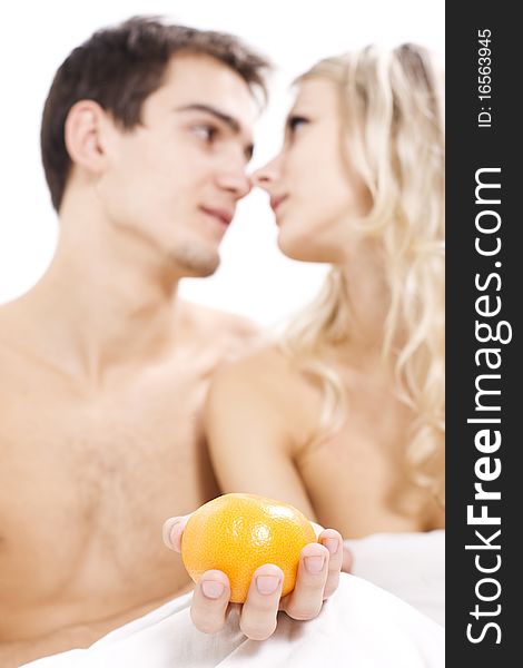 Young Couple Enjoying Fruits