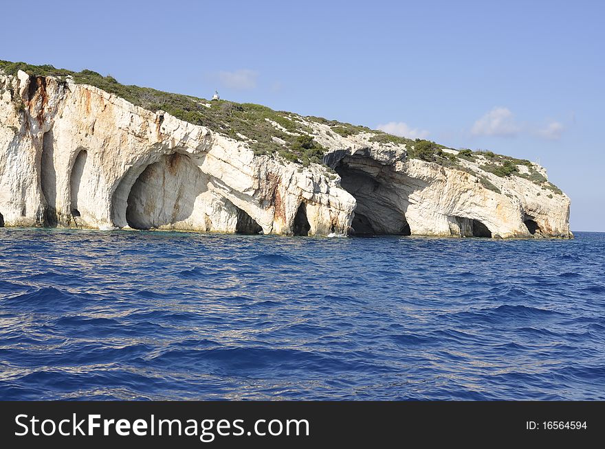 Blue caves in Zakynthos, Greek Island. Blue caves in Zakynthos, Greek Island